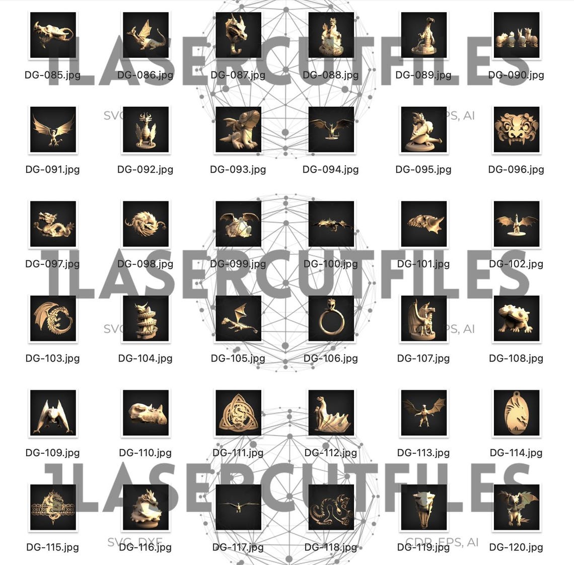 Dragons 120 Bundle STL CNC 3D Files for Router Machines Printers File ...