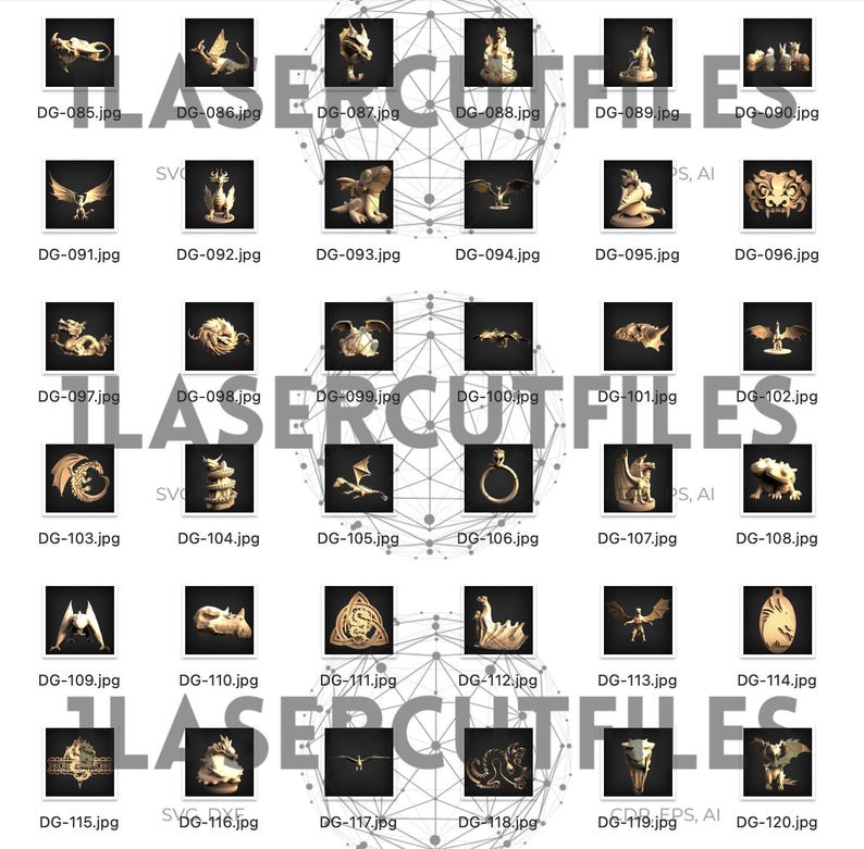 Dragons 120 Bundle STL CNC 3D Files for Router Machines Printers File ...