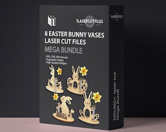 Laser Cut Files 8 Easter Bunny Vase Bundle DXF SVG Rabbit CNC Vector ...