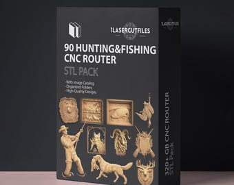 Hunting and Fishing 90 Bundle STL CNC 3D files for router machines printers Pack