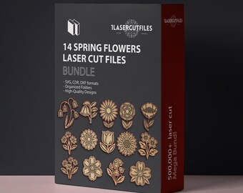 Laser cut files 14 Spring Flowers SVG bundle cutting file Vector template Dxf cnc pattern