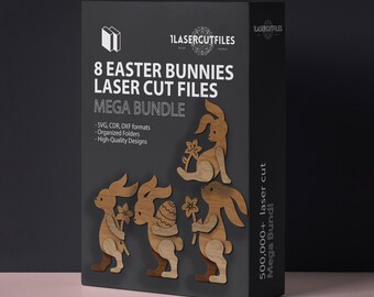 Laser Cut Files 8 Easter Bunny Set Bundle DXF SVG 3D Cut Rabbit Designs ...