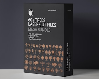Laser cut 60+ trees 2d vector files SVG bundle glowforge wood box svg files Vector laser template Dxf Pdf Eps Cdr cnc pattern