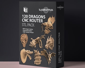 Dragons 120 Bundle STL CNC 3D files for router machines printers file Dinosaur Pack
