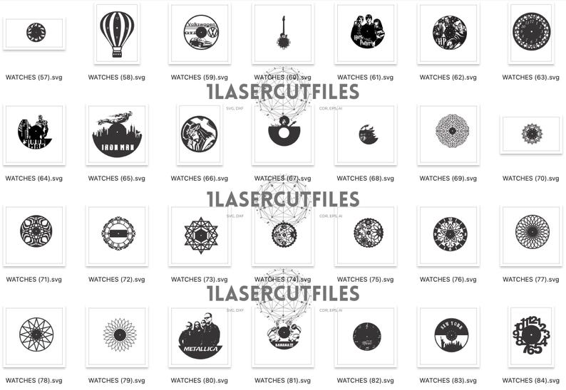 Laser Cut Wall Clock SVG DXF Bundle | 141 Clocks Vector Designs | Cdr Ai Files image 3