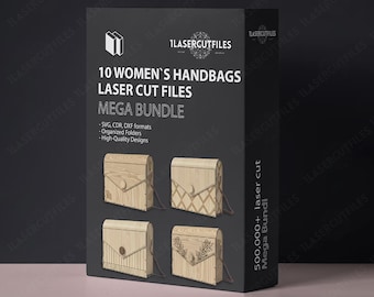 Laser Cut Women Handbags SVG Bundle | 10 Purses Vector Designs | DXF Cdr Ai Eps Pdf Template Cutting CNC Files