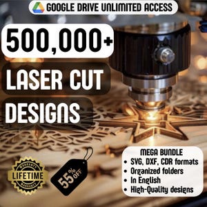 Laser Cut Files Mega Bundle | 500,000+ SVG DXF CDR Designs | Glowforge xTool cnc Files | Laser Cutting Templates | Laser Svg Bundle Pack