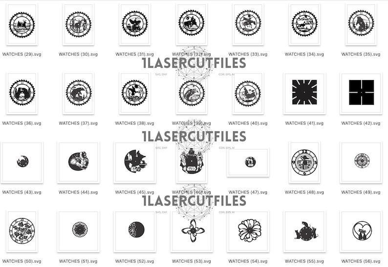 Laser Cut Wall Clock SVG DXF Bundle | 141 Clocks Vector Designs | Cdr Ai Files image 5