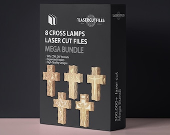 Laser cut 8 3D Layered Cross Lamps SVG glowforge DXF files Vector template cnc