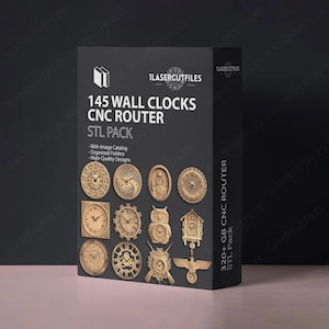 Wall Clock 145 Bundle STL CNC 3D files for router machines printers stl file pack Router stl Watch Design files cnc mega pack