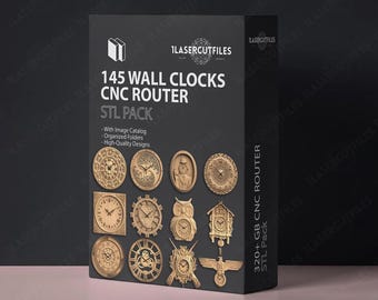 Wall Clock 145 Bundle STL CNC 3D files for router machines printers stl file pack Router stl Watch Design files cnc mega pack