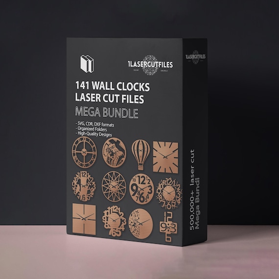 Laser Cut Wall Clock SVG Bundle | 141 Clocks Vector Designs | DXF Cdr Ai Files