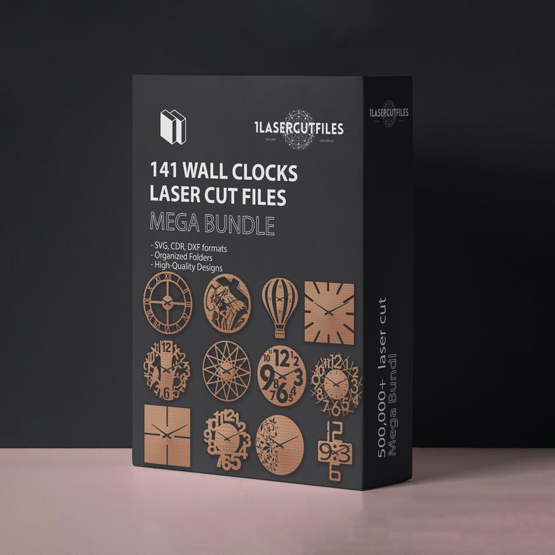 Laser Cut Wall Clock SVG DXF Bundle | 141 Clocks Vector Designs | Cdr Ai Files image 1