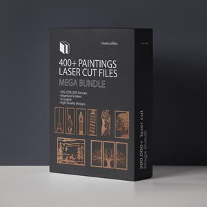File tagliati al laser, oltre 400 immagini da parete Mega Bundle DXF SVG, design di taglio 2D, pacchetto di file di taglio CNC, modello Svg Cdr Dxf Ai Eps vettoriale