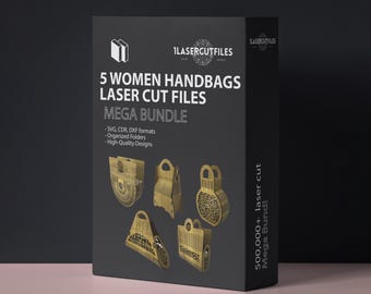 Laser Cut Women Handbags SVG Bundle | 5 Purses Vector Designs DXF