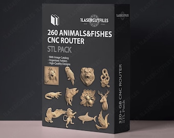 Animals and Fish 260 Bundle STL CNC 3D files for router machines printers