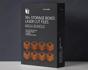Laser cut 30 storage boxes set of 30 vector files SVG bundle glowforge svg files Vector laser template Dxf Pdf Eps Cdr cnc pattern