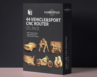Vehicle & Sport 44 Bundle STL CNC 3D files for router machines printers | Car Ship