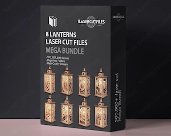 Laser Cut Lanterns SVG Bundle | 8 Lamps Vector Designs | DXF Cdr Ai Pdf