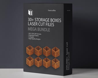 Laser cut 30 storage boxes set of 30 vector files SVG bundle glowforge svg files Vector laser template Dxf Pdf Eps Cdr cnc pattern
