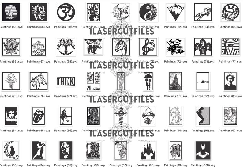 Laser Cut Files 400+ Wall Art Pictures Bundle DXF SVG 2D Vector Pattern ...