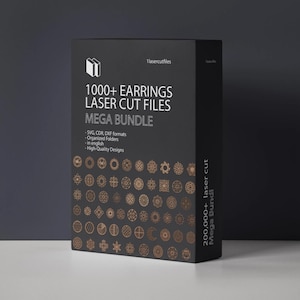 File di taglio laser, oltre 1000 orecchini Mega Bundle Set DXF SVG 2D Cut Designs, pacchetto di file di taglio CNC Svg Cdr Dxf Ai Eps Vector pattern template