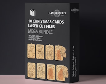 Laser cut 10 Christmas Gift Cards Ornament Tree Decoration SVG bundle glowforge DXF files paten cnc template