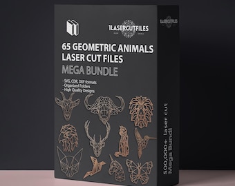 Geometric Animals Laser Cut Files | 65 SVG Vector Designs (Digital Download)