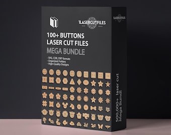 Laser cut 100+ Wooden Buttons Designs SVG bundle glowforge Vector template Dxf file