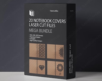 Laser Cut 20 Notebook Cover Designs Bundle SVG kid's puzzle file DXF Cdr Eps Ai Vector Cutting Template CNC Pattern