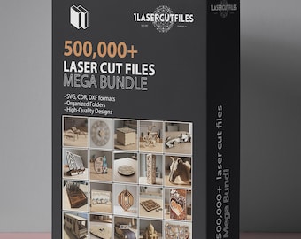 Pacote Mega com mais de 500.000 arquivos para corte a laser em formatos DXF, SVG, 3D e 2D, incluindo designs para CNC, CDR, AI e EPS. Inclui modelos vetoriais para gravação e outros padrões.