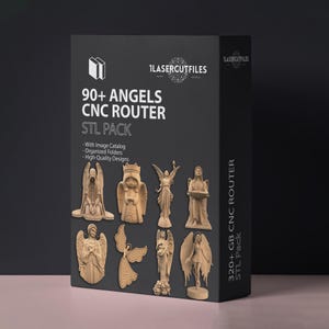 Pacote com 90 arquivos STL CNC 3D de anjos para máquinas de fresagem e impressoras. Design cristão da cruz de Jesus. Pacote completo.