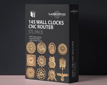 Wall Clock 145 Bundle STL CNC 3D files for router machines printers cnc stl file pack Router stl Watch Design files cnc mega pack