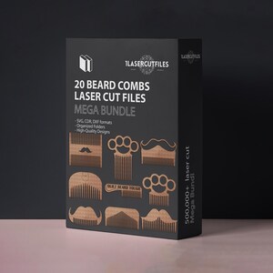 Peigne à barbe découpé au laser SVG | 20 dessins vectoriels (téléchargement numérique)