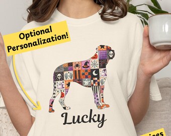 Cane Corso Patchwork T-Shirt Personalized Halloween Dog Tee Halloween Quilt Design Shirt Seasonal Dog Lover Gift 2