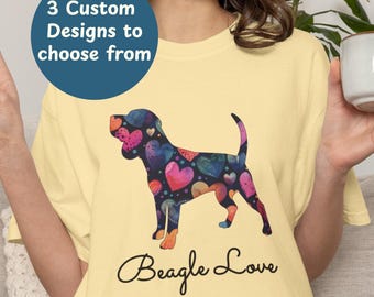 Beagle Heart Pattern T-Shirt, Artistic Dog Lover Tee, Beagle Lover gift for adults and children
