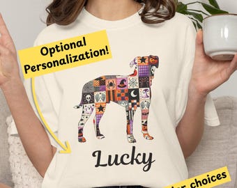 Rhodesian Ridgeback Patchwork T-Shirt Personalized Halloween Dog Tee Halloween Quilt Design Shirt Seasonal Dog Lover Gift 2