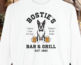 Boston Terrier Bar and Grill Sweatshirt Dog Pub Logo Fleece Unisex Trendy Comfort Colors® Crewneck Sweatshirt
