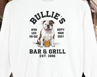 English Bulldog Bar and Grill Sweatshirt Dog Pub Logo Fleece Unisex Trendy Comfort Colors® Crewneck Sweatshirt