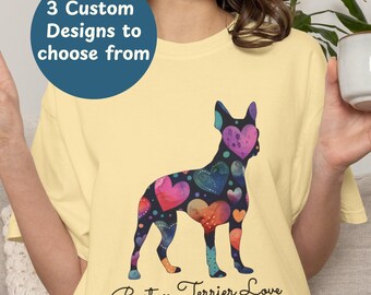 Boston Terrier Heart Pattern T-Shirt, Artistic Dog Lover Tee, Boston Terrier Lover Gift for adults and children