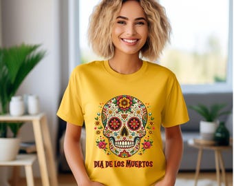 Dia de los Muertos Sugar Skull T-Shirt Day of the Dead Halloween Short and Long Sleeve Tee