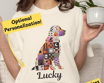 Irish Setter Patchwork T-Shirt Personalized Halloween Dog Tee Halloween Quilt Design Shirt Seasonal Dog Lover Gift 2