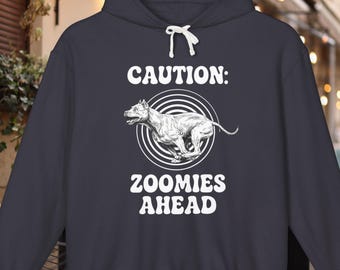 Dog Zoomies Hoodie Funny American Pitbull Terrier Shirt Pet Lover Graphic Sweatshirt Trendy Unisex Comfort Colors® Hooded Sweatshirt