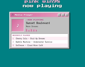 Pink Windows 98 Now Playing Widget for Twitch | Retro Y2K Music Player OBS Overlay | Last.fm Spotify Song Display | No StreamElements