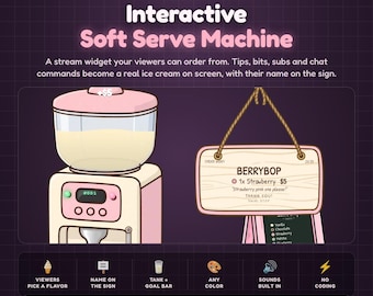 Swirl Stop Interactive Soft Serve Machine Widget for StreamElements | Twitch Tip Goal Alert Game, Ice Cream Overlay, Chat Command Order