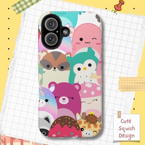 Handyhülle iphone 16 | Niedliche Squishmallow Handyhülle | Squishy Squish Squad Niedliches Design | Geschenk für Geburtstag Jungen Mädchen Frau Phone Case