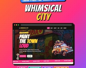 Whimsical City Website Template | HTML CSS Personal Website | Responsive No Code Site