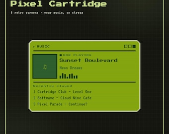 Retro Pixel Music Widget for OBS | 8 Screens Now Playing Overlay | Twitch Spotify Last.fm
