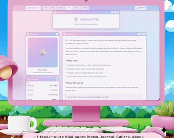 Y2K Desktop Website Template HTML CSS | Pastel Blog Layout 7 Pages | Aesthetic Personal Site, Kawaii Portfolio, Journal | Digital Download