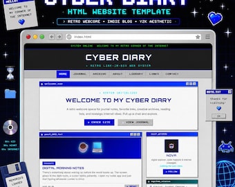 Y2K HTML Website Template Blog Layout Retro Personal Web Design (Digital Download)